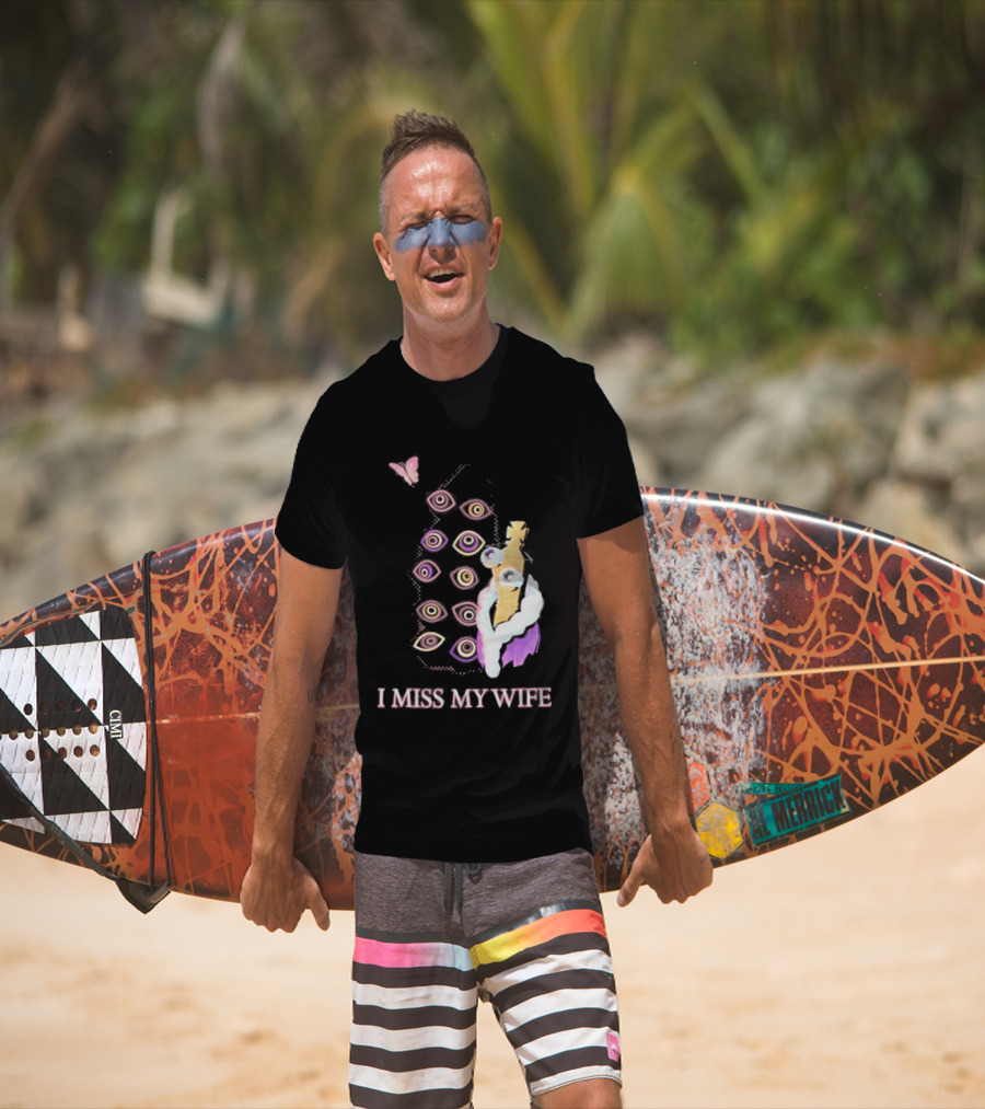Glitch Productions I Miss My Wife Eyes And Figure With Butterfly T-Shirt