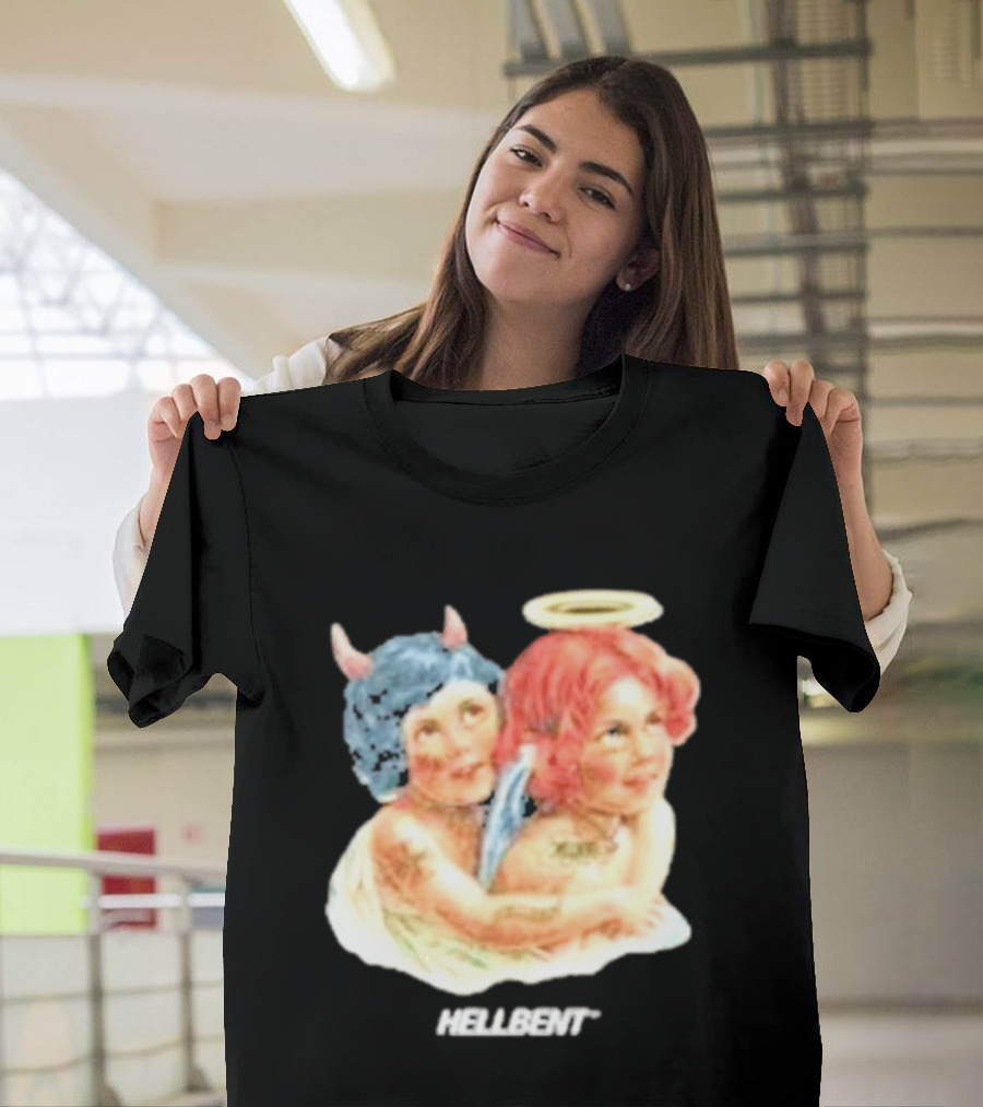 Hellbentrecs Saints Sinners Cherubs With Halo And Horns T-Shirt
