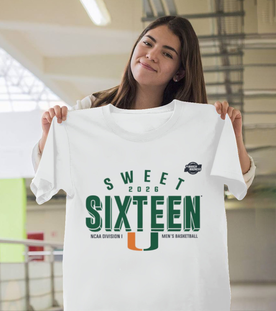 Sweet Sixteen 2026 Miami Hurricanes NCAA Division I Men's Basketball T-Shirt