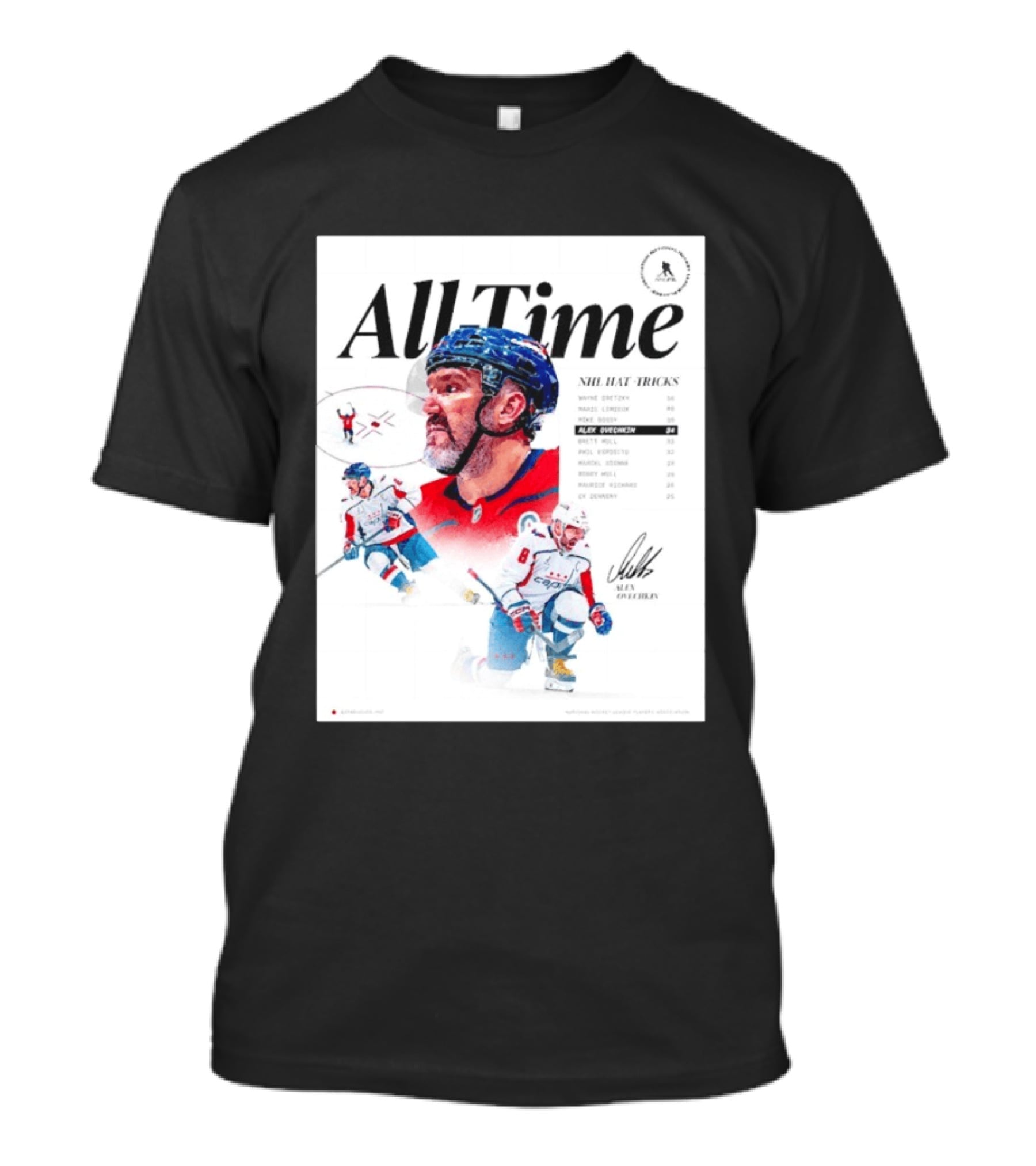 All Time NHL Hat Tricks Alexander Ovechkin Washington Capitals Highlights T-Shirt