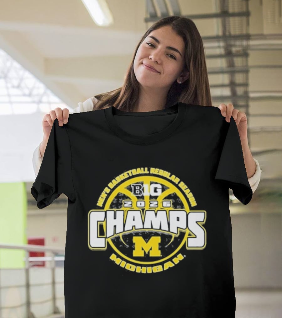 Men's Basketball Regular Season Big 2026 Champs Michigan M T-Shirt