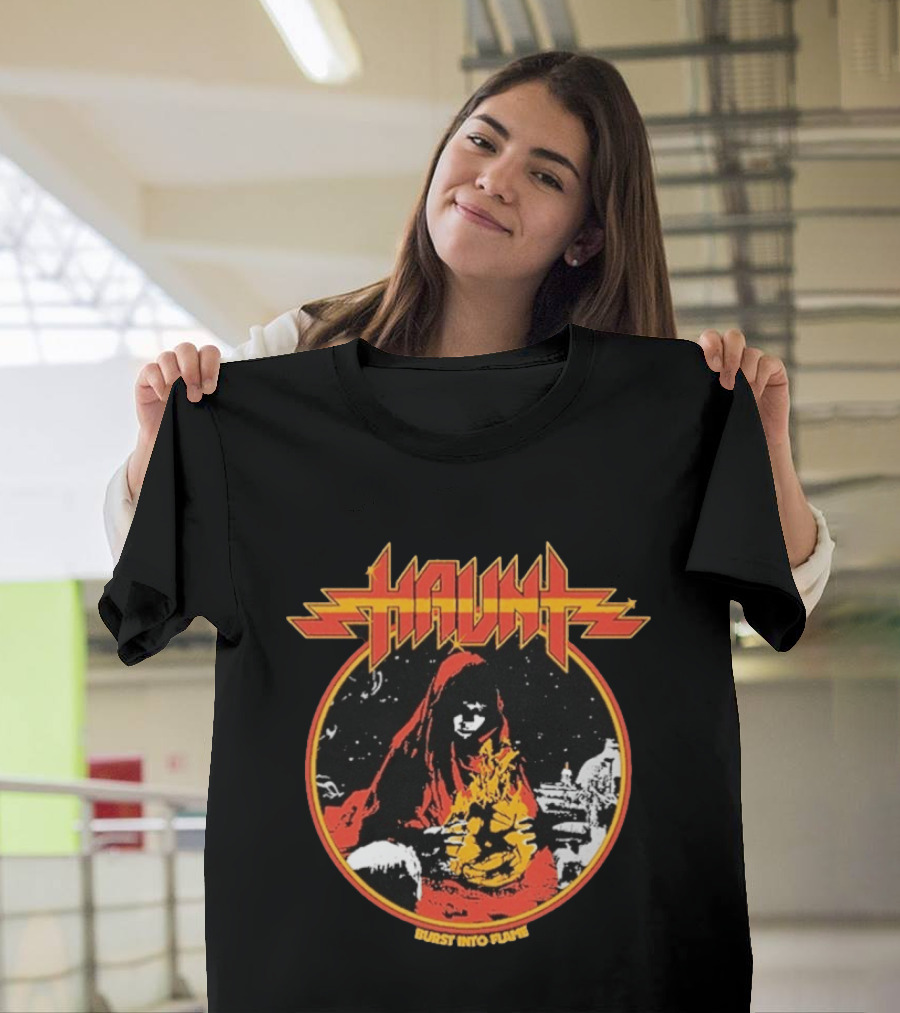 Haunt Burst Into Flame Hooded Figure With Flames T-Shirt