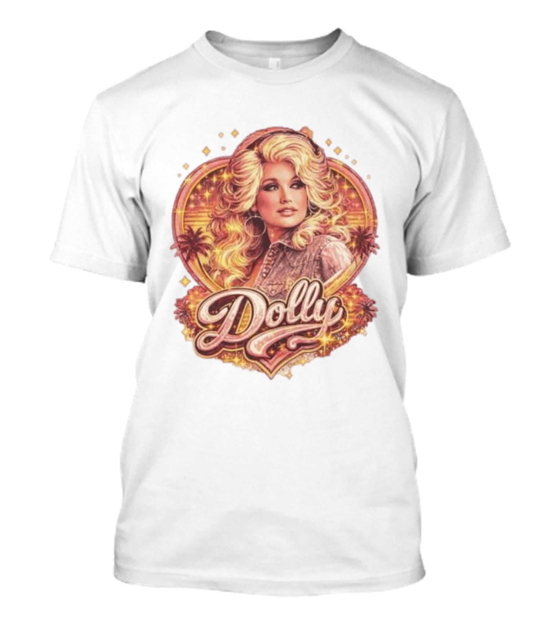Dolly Parton Retro Vintage Style With Heart And Palm Trees T-Shirt