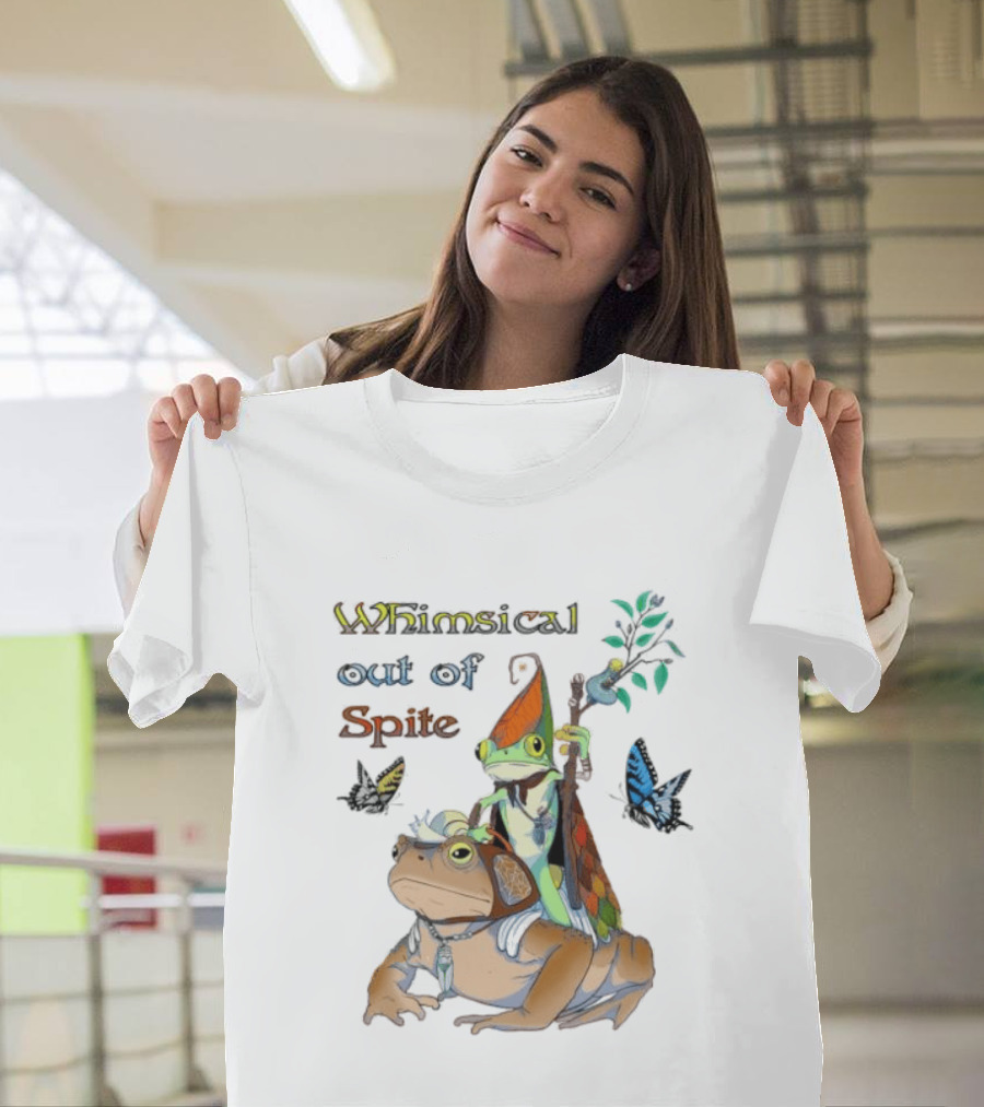 Whimsical Frog Out Of Spite With Butterflies And Chameleon T-Shirt