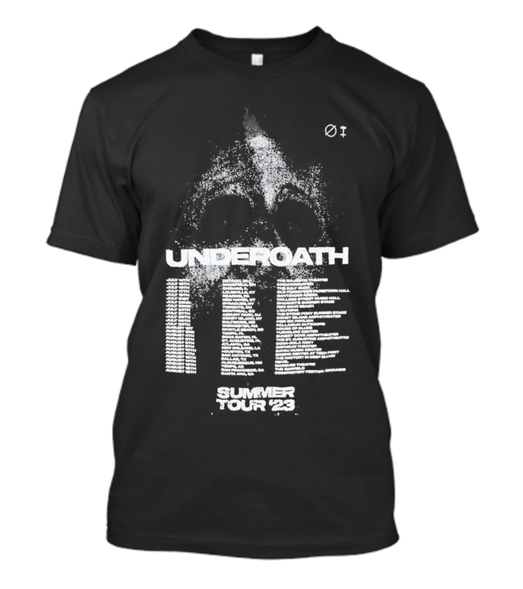 Underoath Summer Tour 2023 Skull With Flame And Spine T-Shirt
