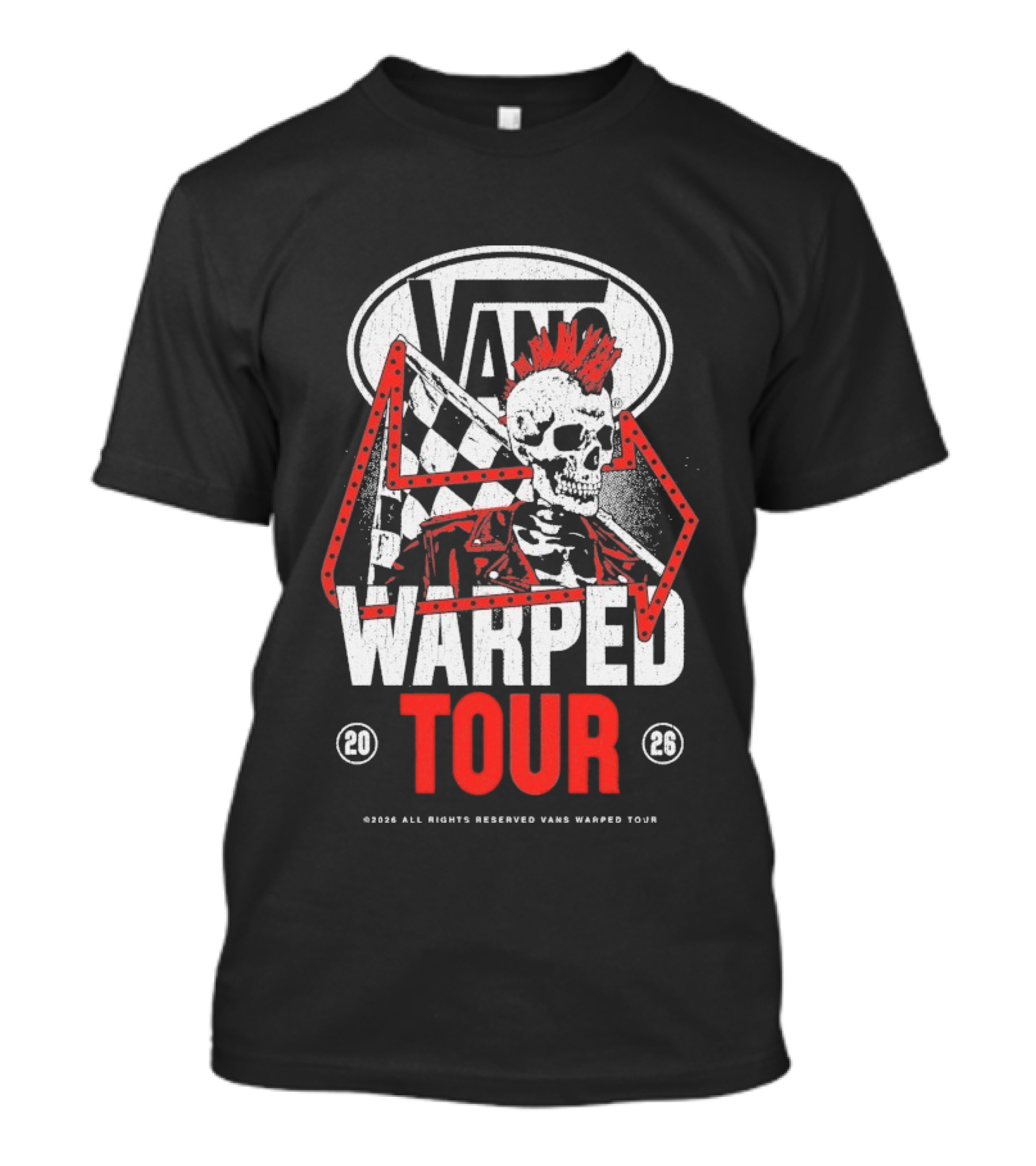 Vans Warped Tour Outlaw Checkered Skull Punk 2023 T-Shirt