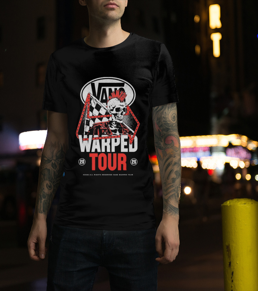 Vans Warped Tour Outlaw Checkered Skull Punk 2023 T-Shirt