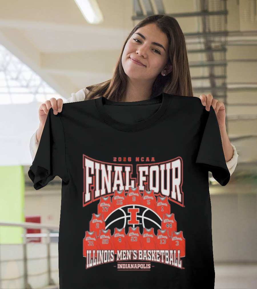 2026 NCAA Final Four Illinois Men's Basketball Indianapolis Roster T-Shirt