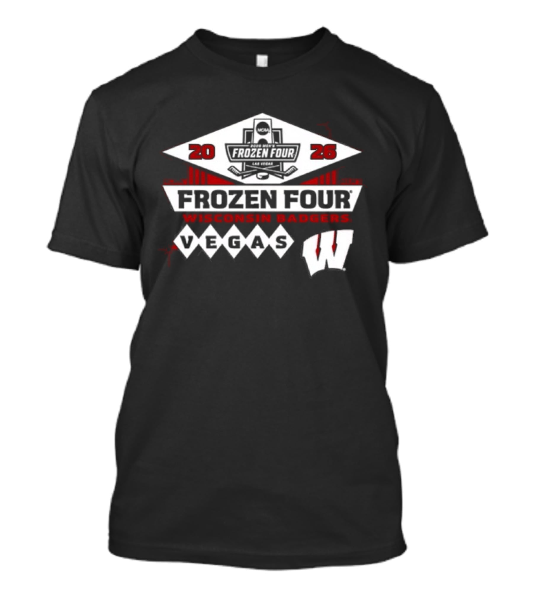 2026 Wisconsin Badgers Frozen Four Vegas Red Blue 84 Men's Ice Hockey T-Shirt