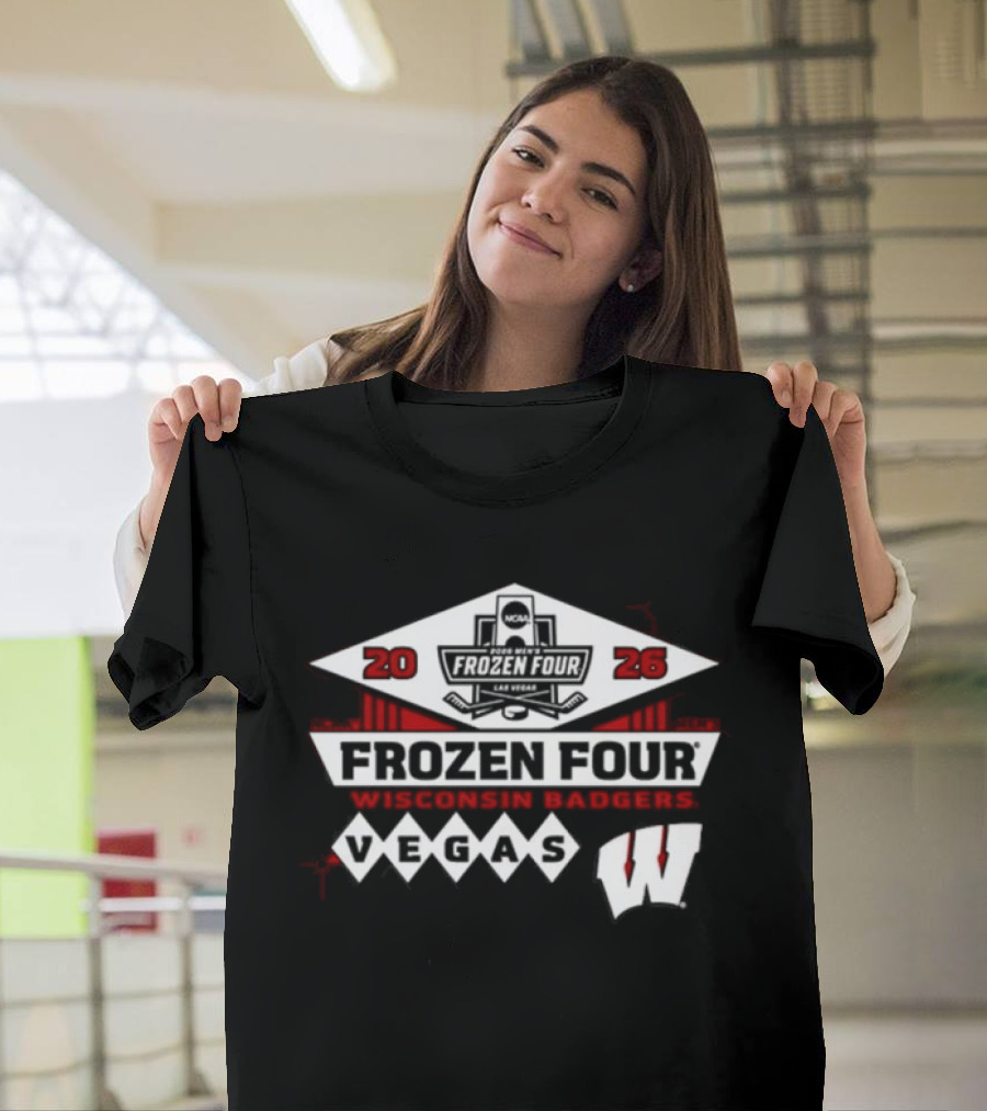 2026 Wisconsin Badgers Frozen Four Vegas Red Blue 84 Men's Ice Hockey T-Shirt
