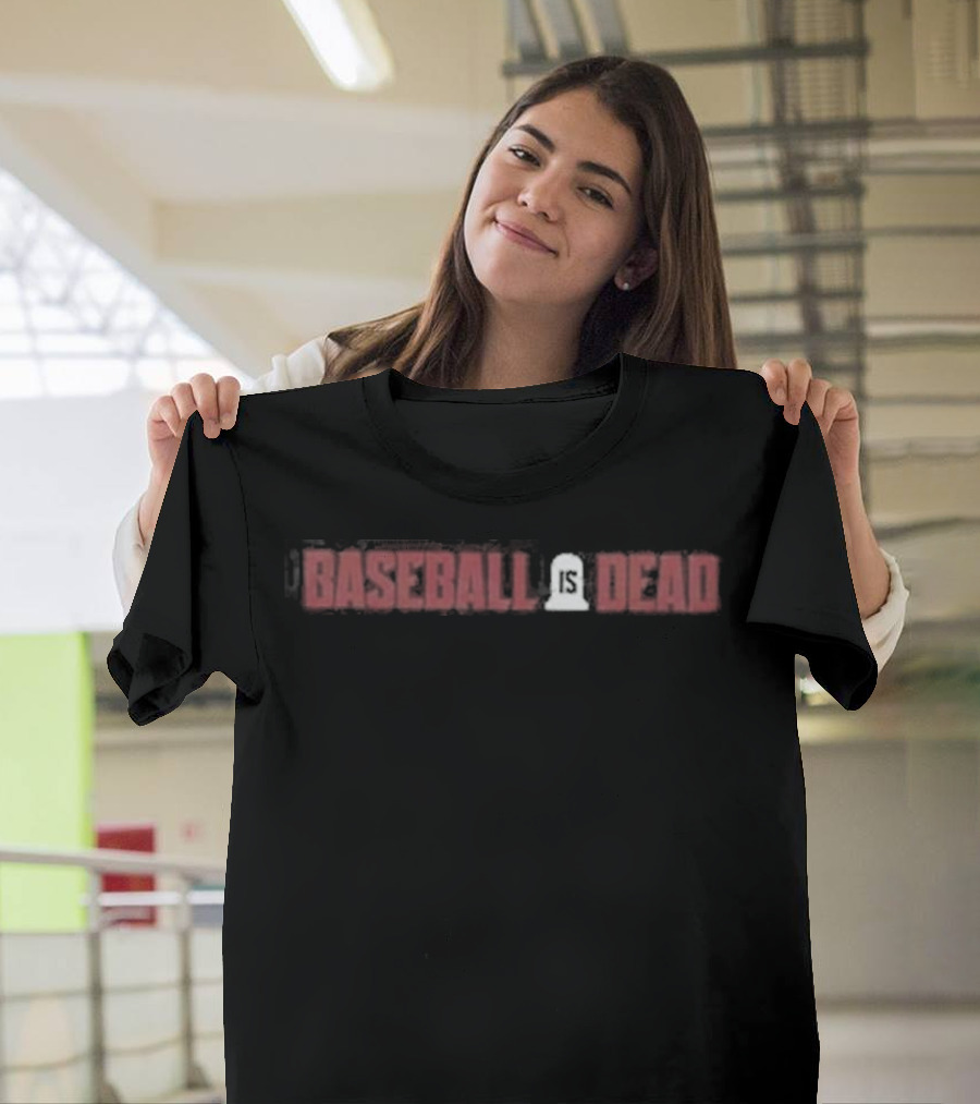 Baseball Is Dead Bold Text Red Black Contrast T-Shirt