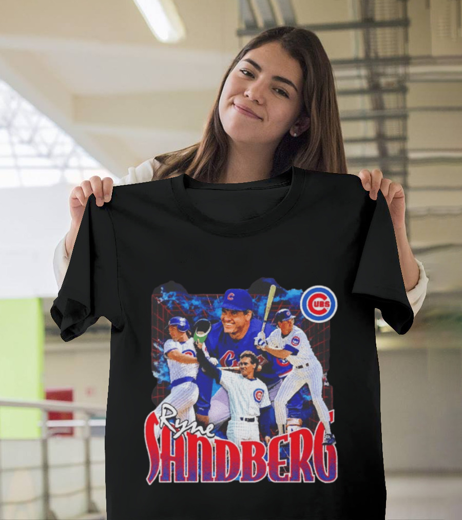 Ryne Sandberg Chicago Cubs MLB Player Collage T-Shirt