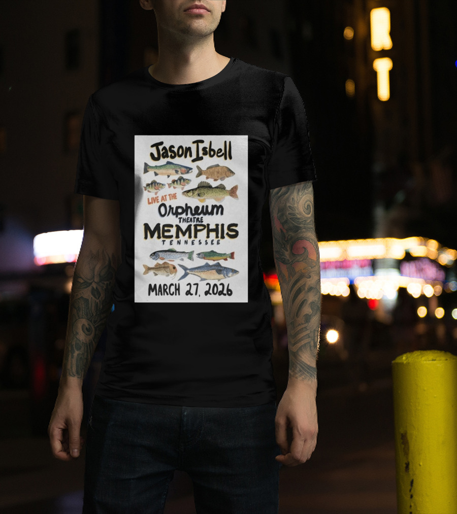 Jason Isbell Live At The Orpheum Theatre Memphis Tennessee March 27 2026 Fish Illustrations T-Shirt