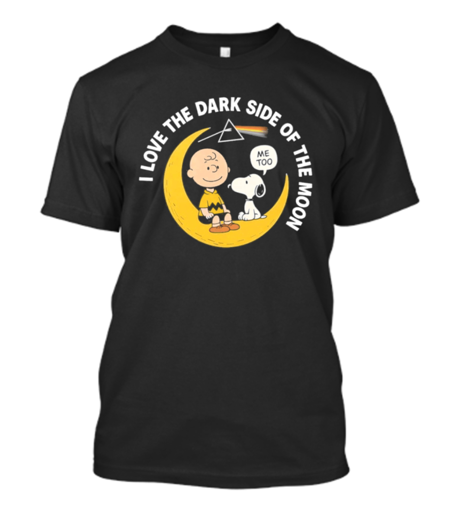 Peanuts I Love The Dark Side Of The Moon Charlie Brown Snoopy Woodstock Moon Prism T-Shirt