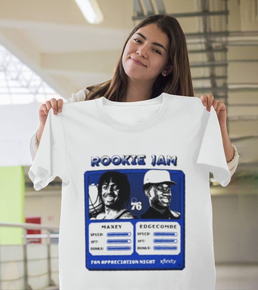 Rookie Jam Philadelphia 76ers Maxey Edgecombe Stats Display T-Shirt