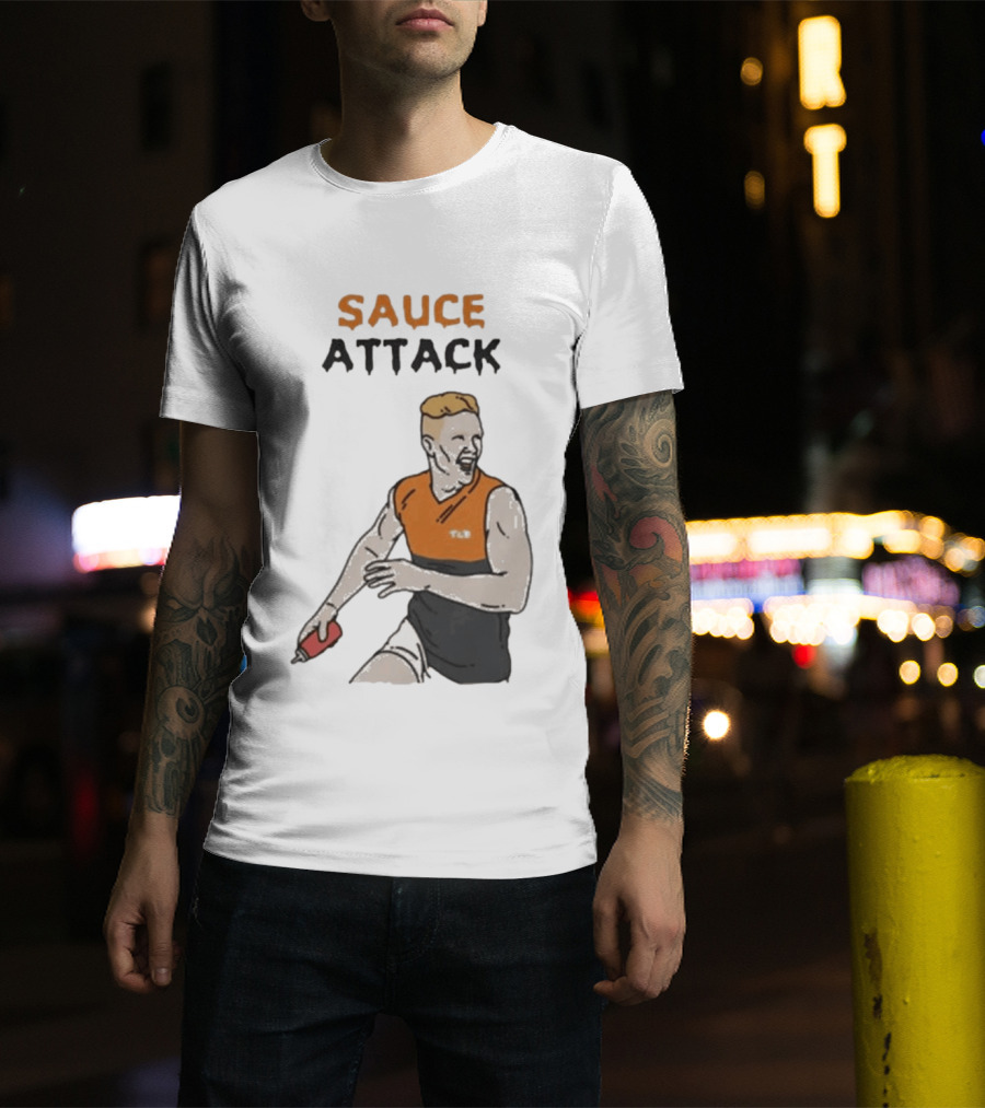 Sauce Attack Giants Edition Australian Rules Football Fan T-Shirt