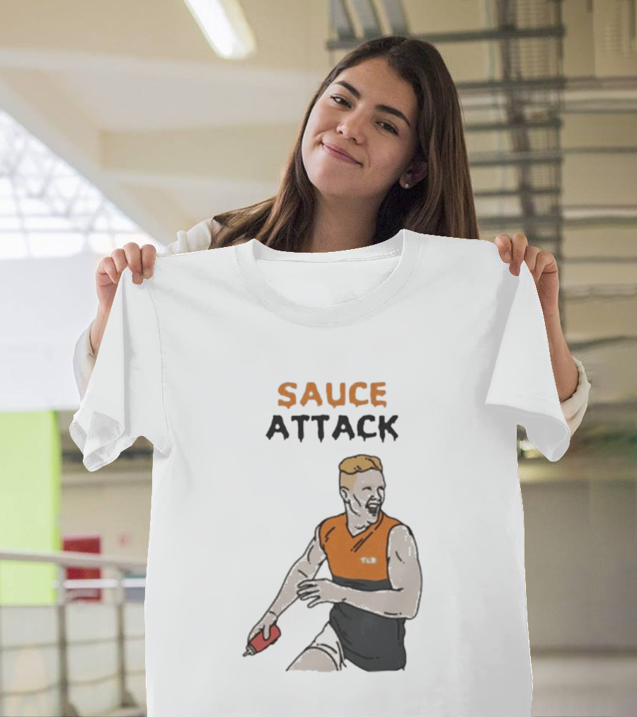 Sauce Attack Giants Edition Australian Rules Football Fan T-Shirt