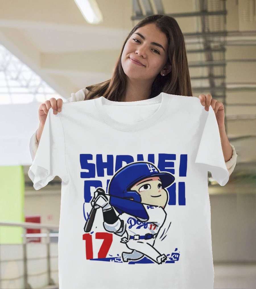 Shohei Ohtani Los Angeles Dodgers Cartoon Major League Baseball Number 17 T-Shirt