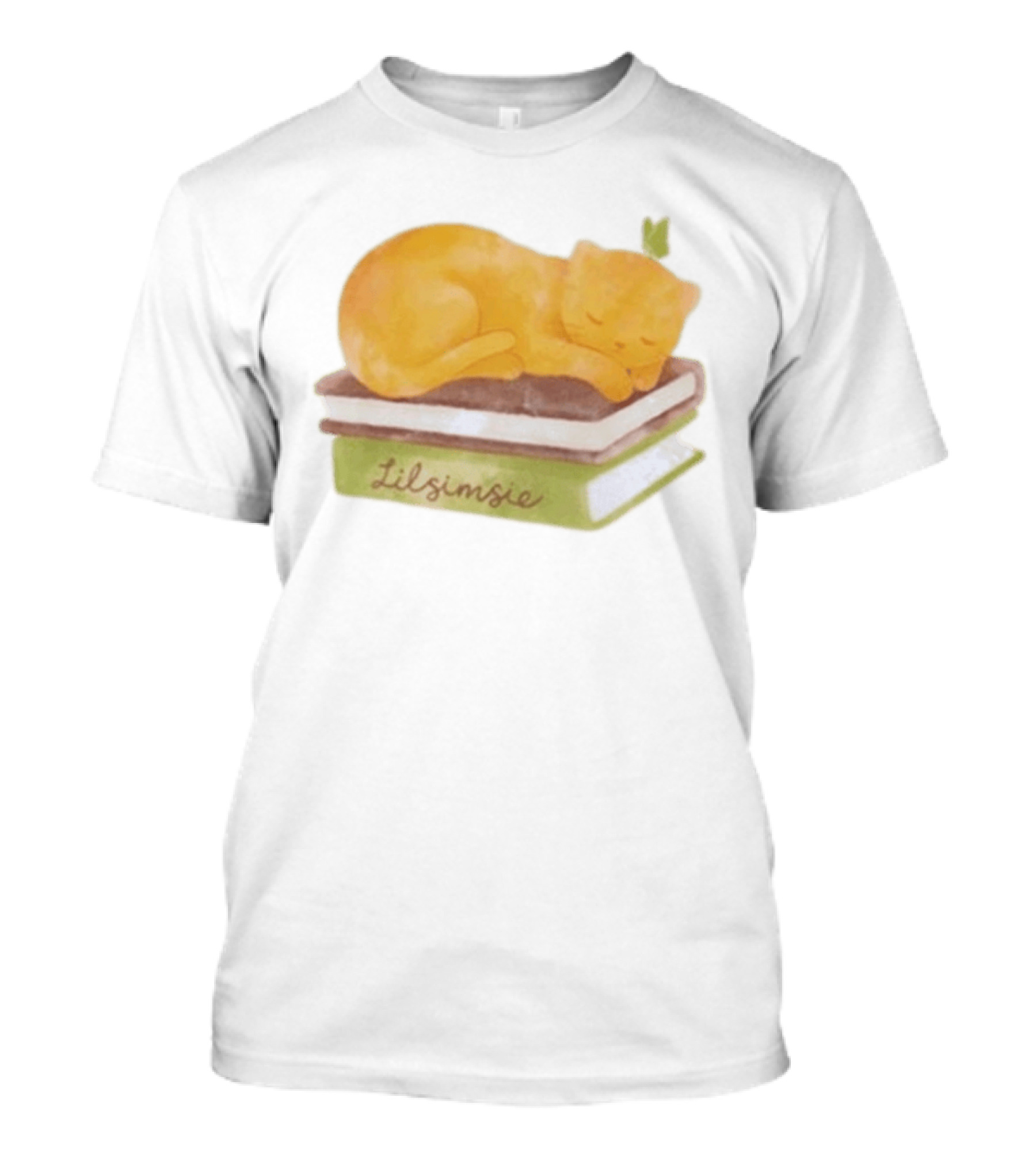 Lilsimsie Sleeping Cat On Books T-Shirt