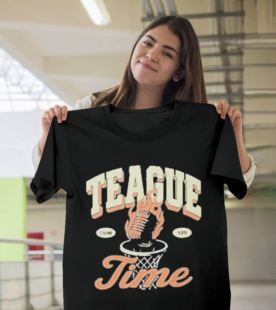 Teague Time Basketball Flaming Ball Hoop Club 520 T-Shirt
