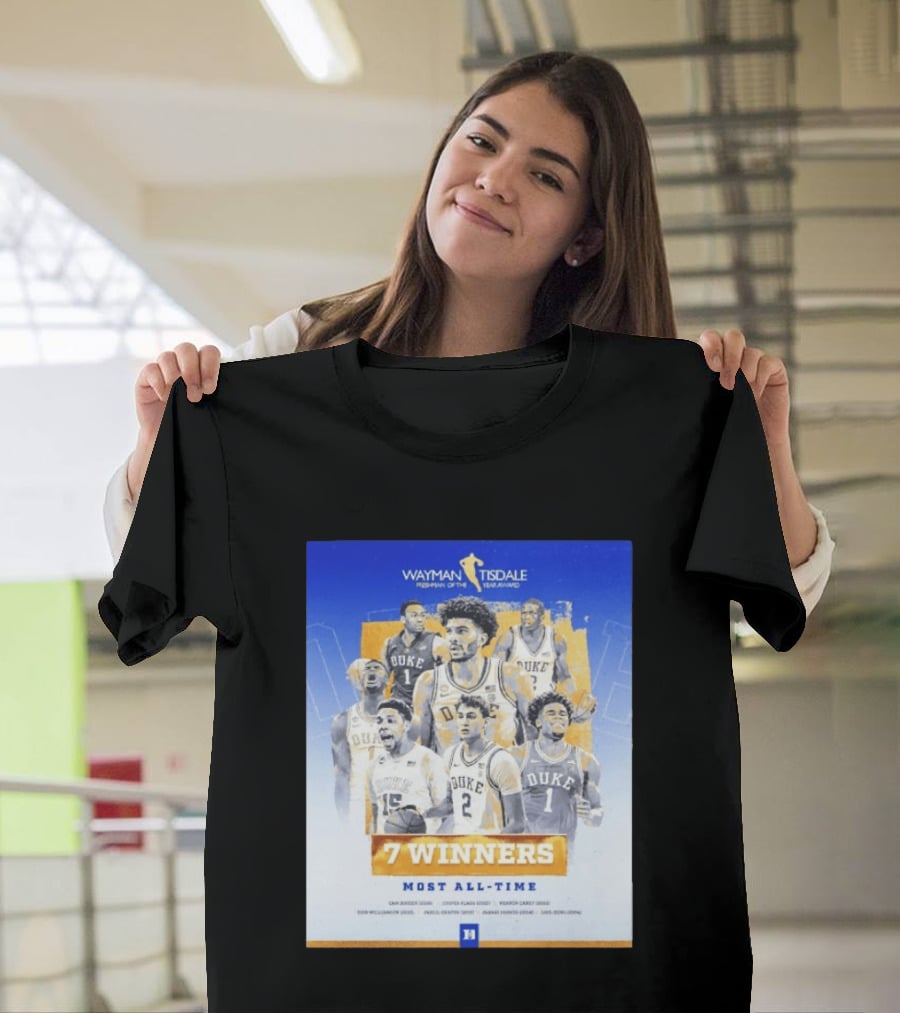 Wayman Tisdale Freshman Of The Year Award Duke Blue Devils 7 Winners Most All Time T-Shirt