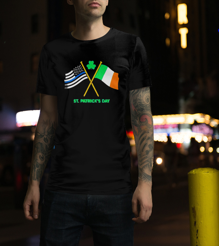 St. Patrick's Day American And Irish Flag Shamrock Celebration T-Shirt