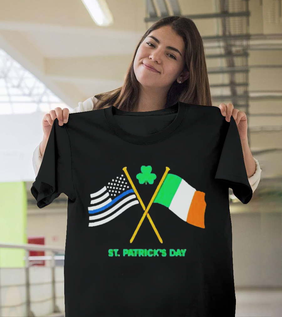 St. Patrick's Day American And Irish Flag Shamrock Celebration T-Shirt