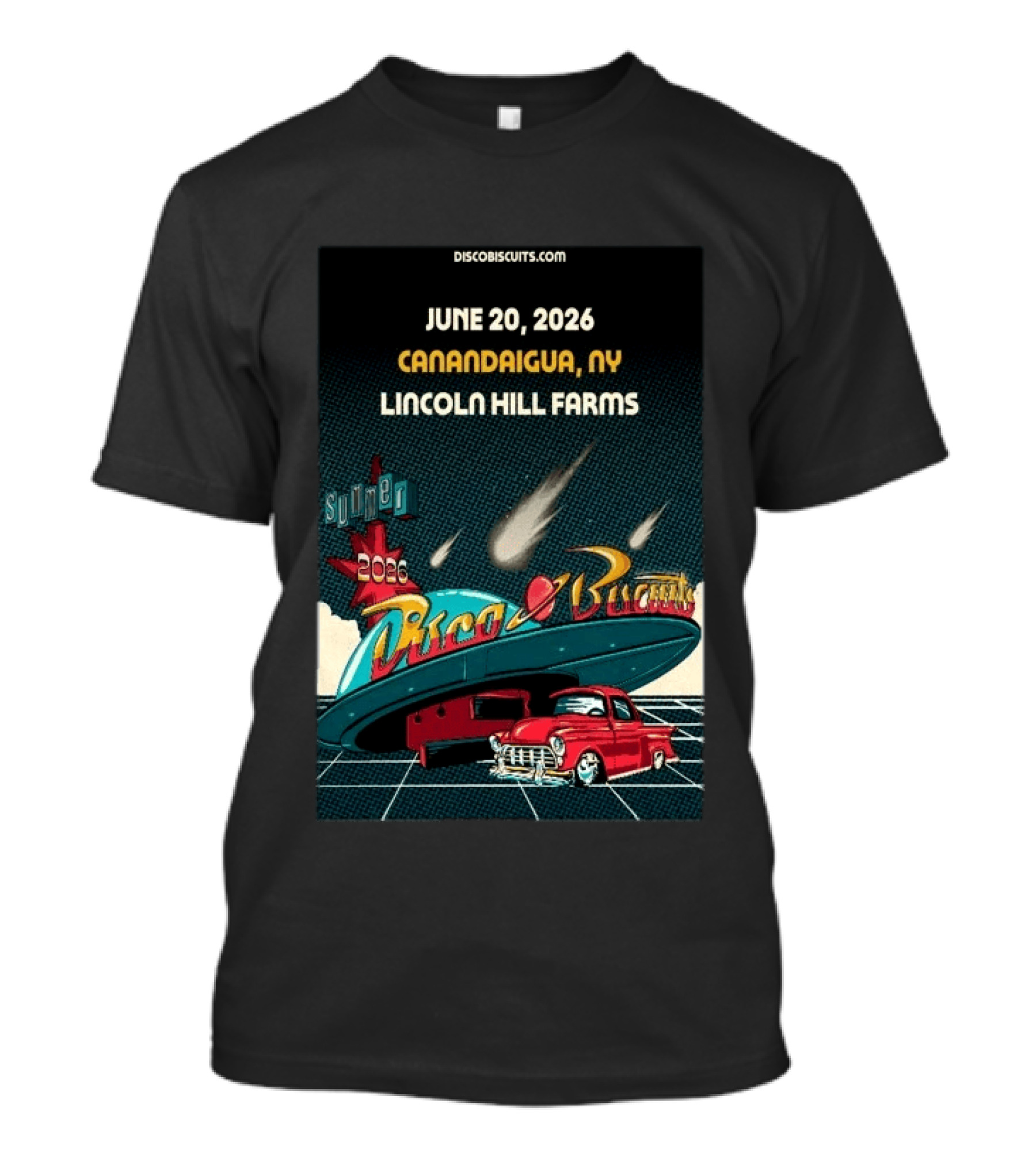 Disco Biscuits June 20 2026 Canandaigua NY Lincoln Hill Farms Summer Tour T-Shirt