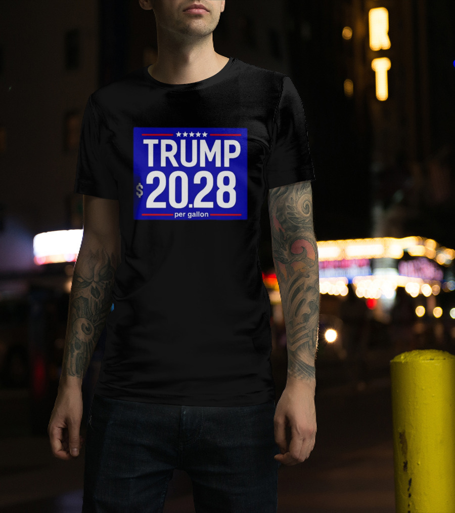 Trump 2028 Per Gallon Five Stars Blue T-Shirt