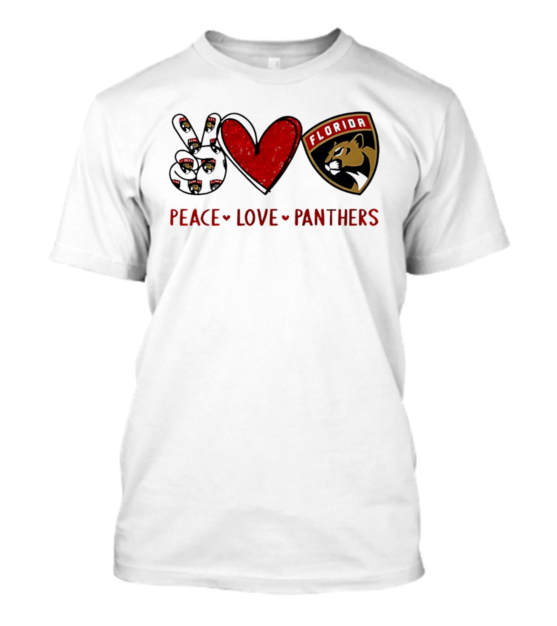 Peace Heart Florida Panthers NHL Fan Gear T-Shirt