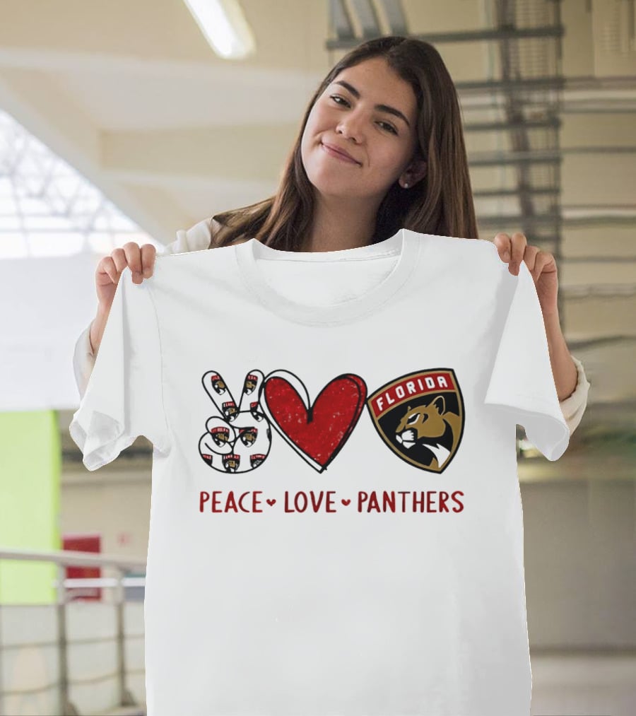 Peace Heart Florida Panthers NHL Fan Gear T-Shirt