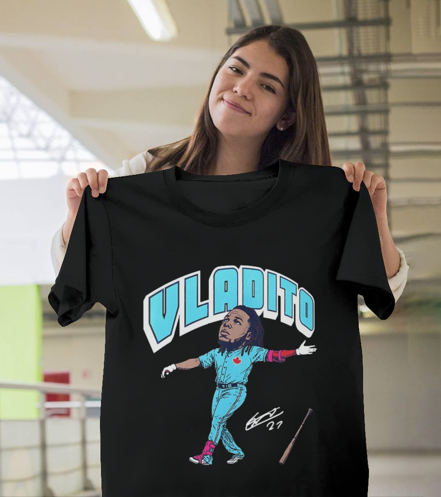 Vladito Vladimir Guerrero Jr. Toronto Blue Jays Caricature Baseball Card 27 T-Shirt