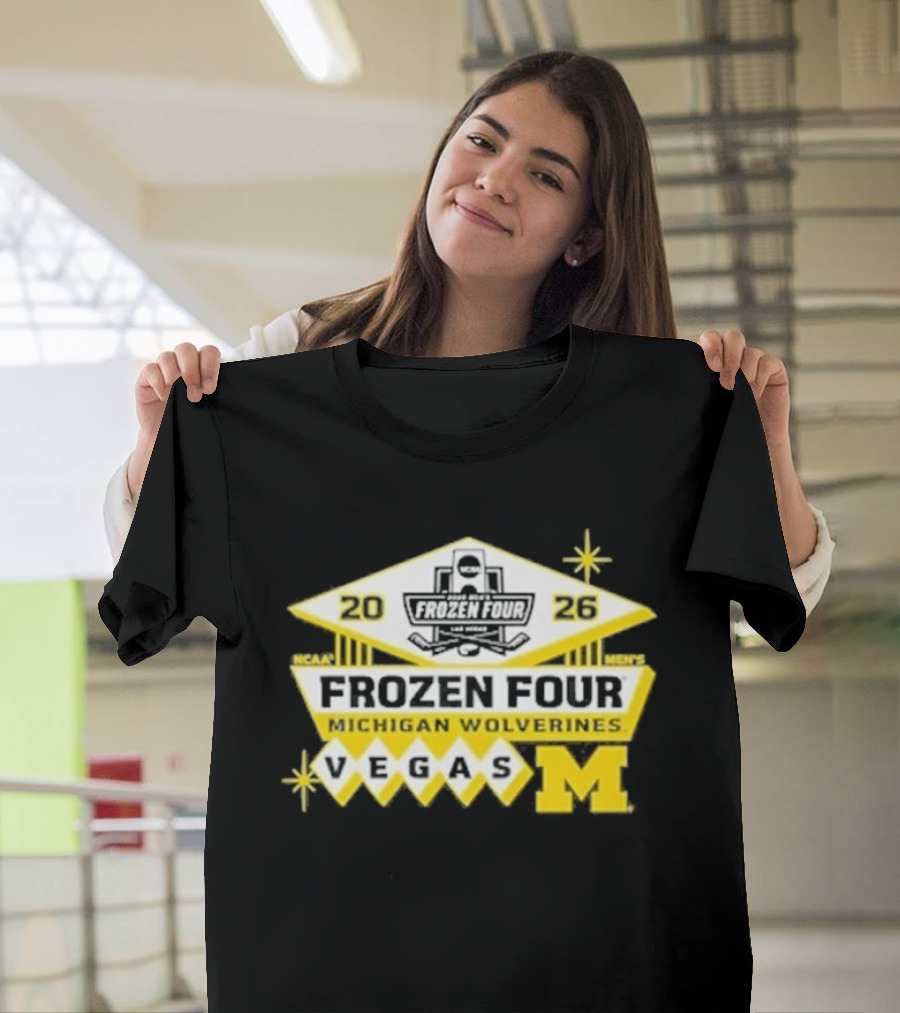 2026 NCAA Men's Ice Hockey Frozen Four Michigan Wolverines Vegas T-Shirt