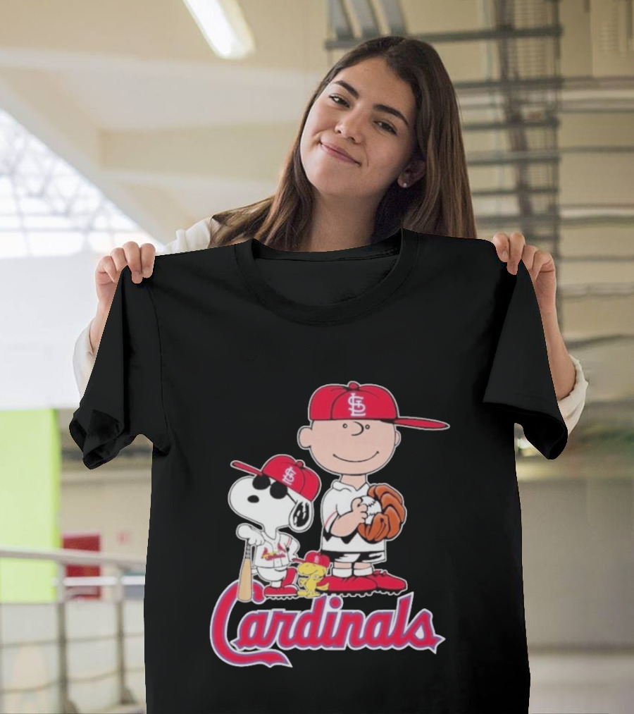 St. Louis Cardinals Peanuts Snoopy Charlie Brown Woodstock Baseball T-Shirt