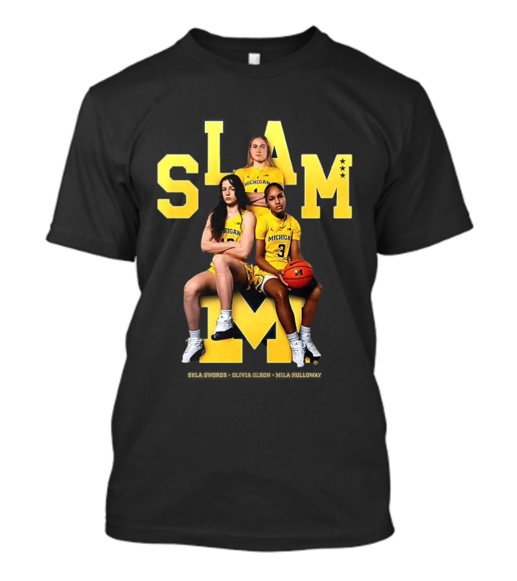 Mila Holloway Olivia Olson Syla Swords SLAM Michigan Wolverines Basketball T-Shirt