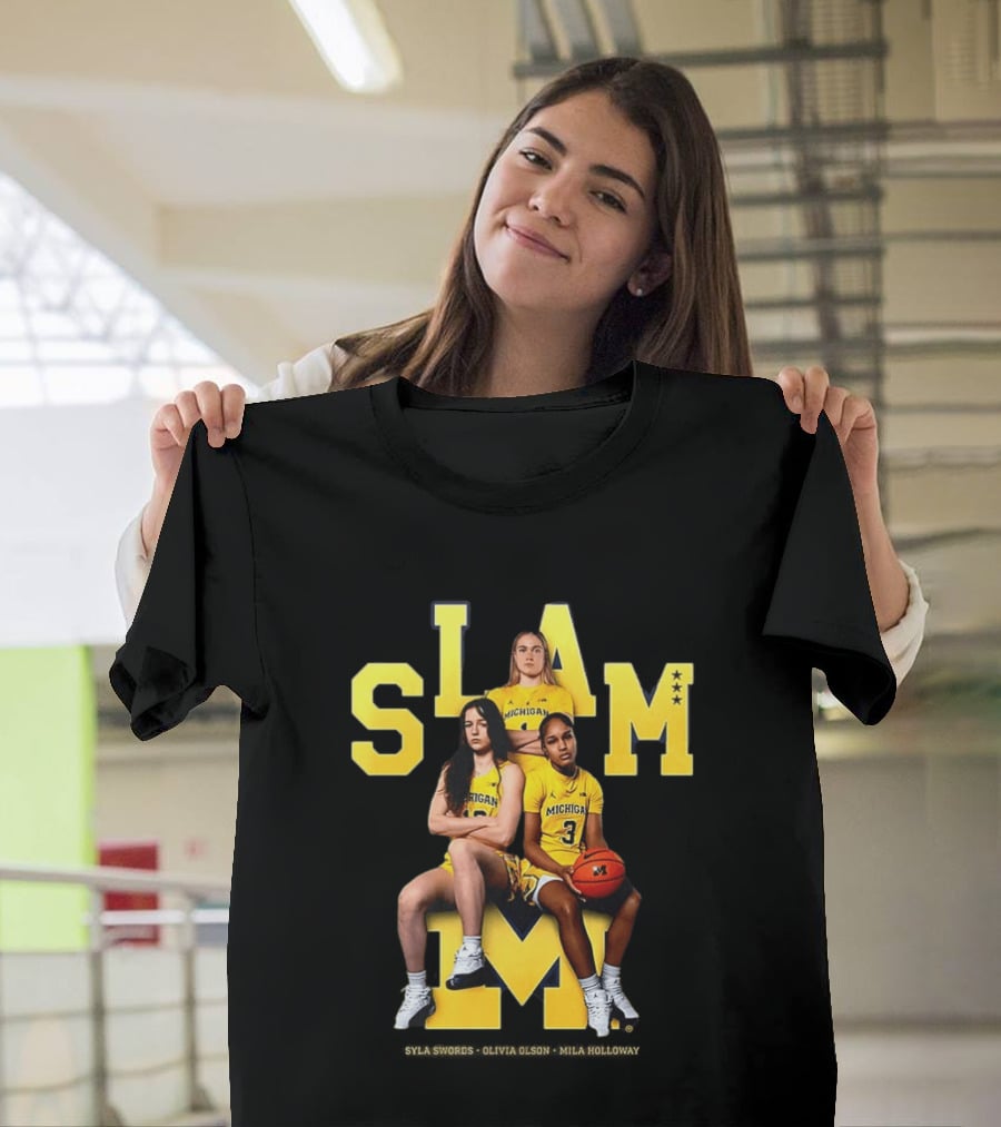 Mila Holloway Olivia Olson Syla Swords SLAM Michigan Wolverines Basketball T-Shirt