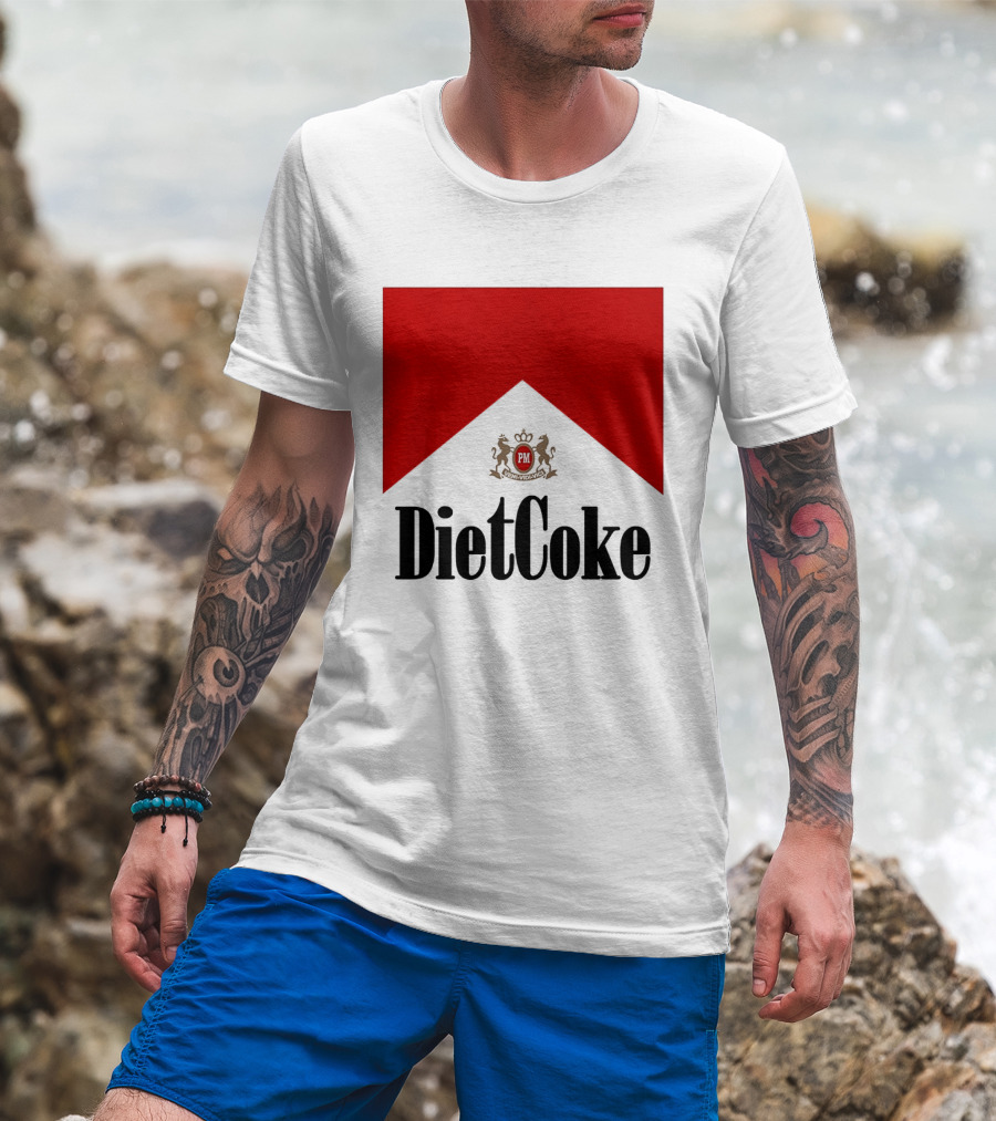 Diet Coke Marlboro Cigarettes Red V Shape PM Crest T-Shirt