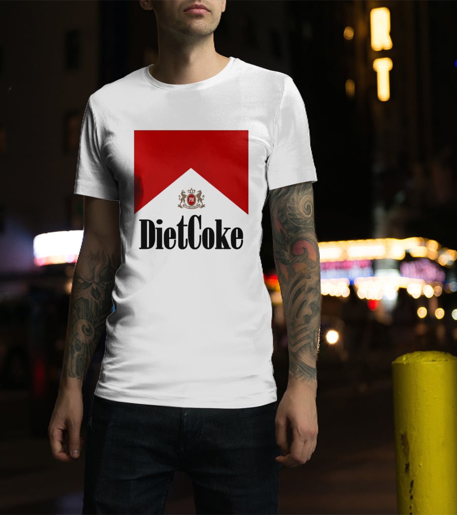 Diet Coke Marlboro Cigarettes Red V Shape PM Crest T-Shirt