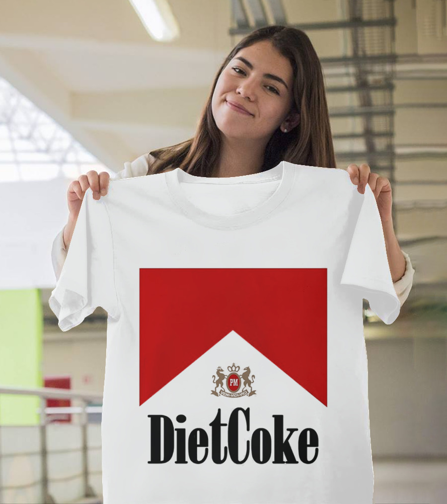 Diet Coke Marlboro Cigarettes Red V Shape PM Crest T-Shirt