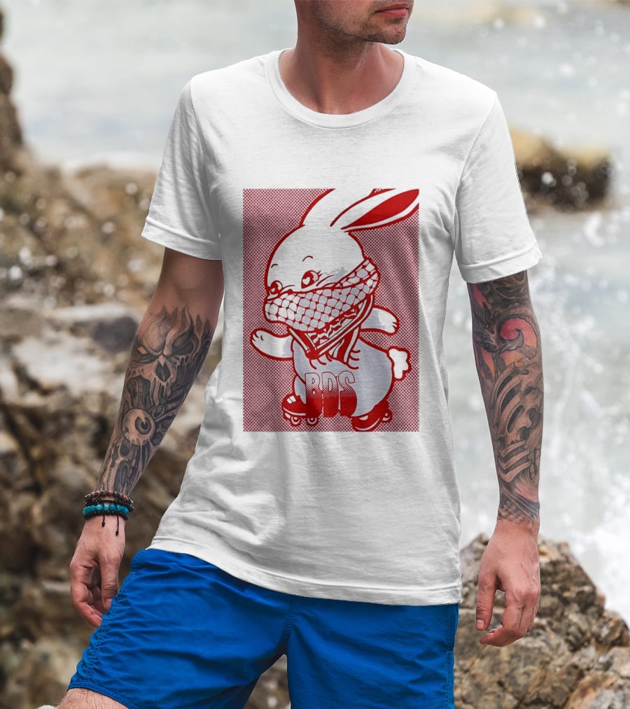 BDS Palestine Bunny With Keffiyeh And Roller Skates T-Shirt