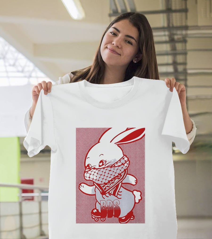 BDS Palestine Bunny With Keffiyeh And Roller Skates T-Shirt