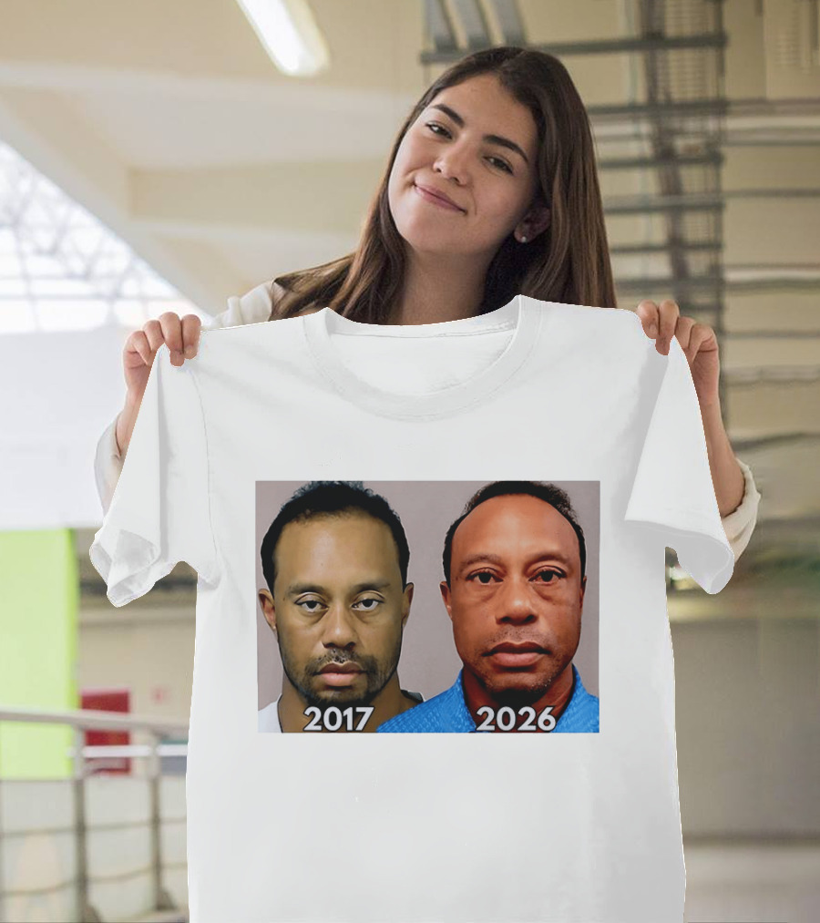 Tiger Woods Shot 2017 And 2026 Comparison T-Shirt