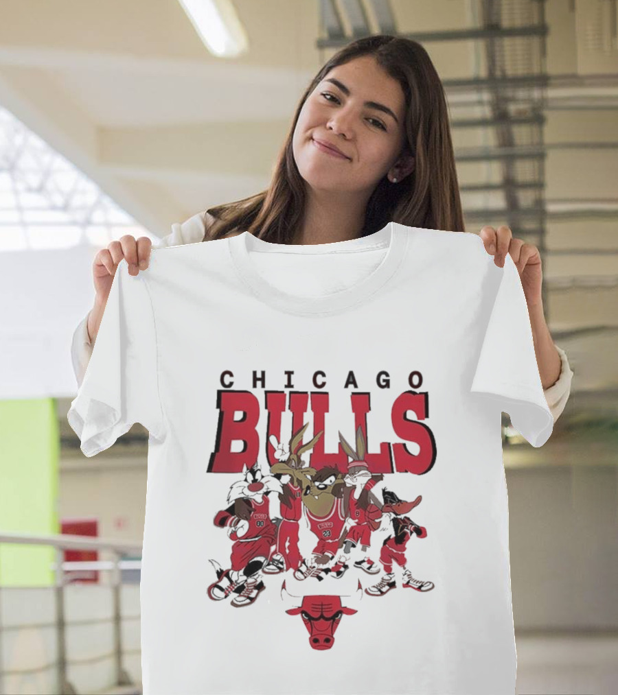 Chicago Bulls Looney Tunes NBA Basketball Characters Collab T-Shirt