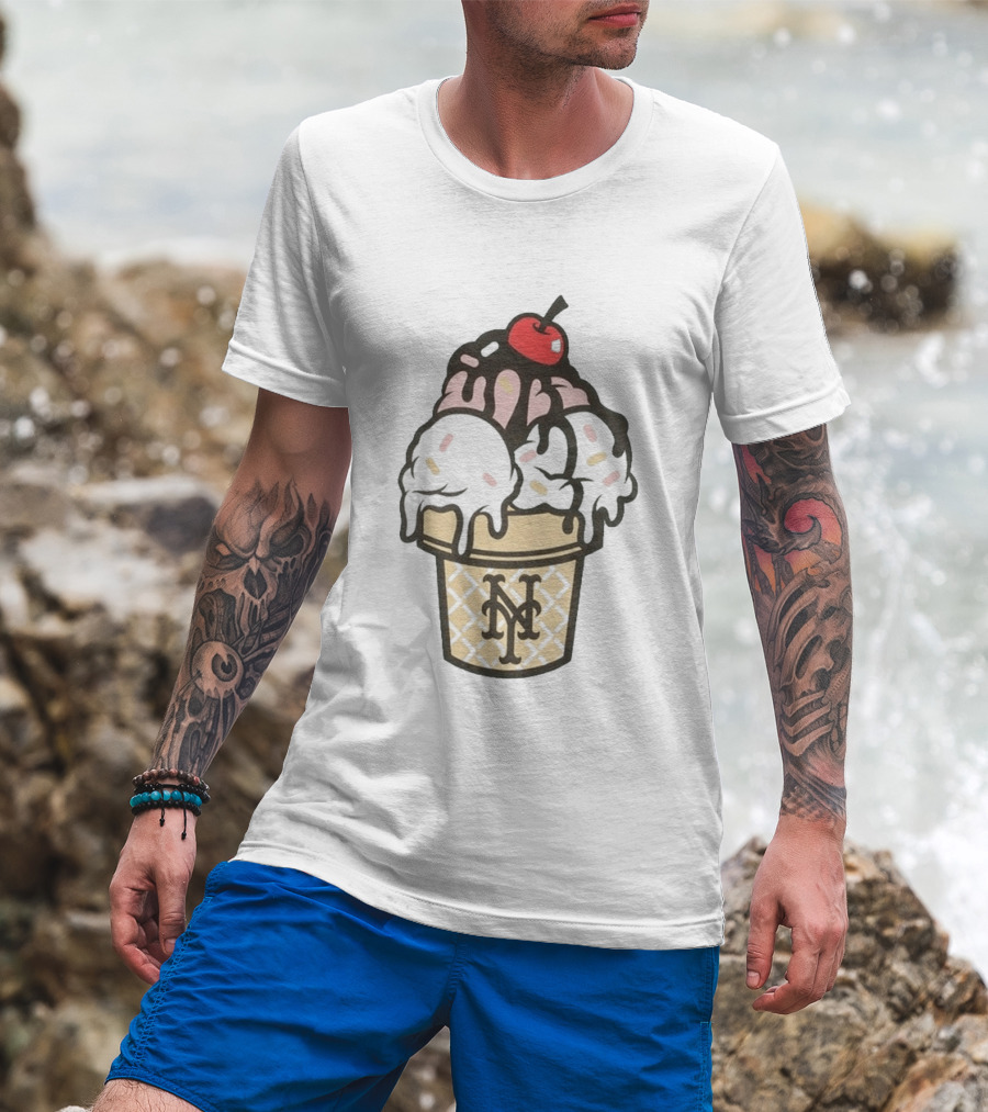 New York Mets Ice Cream Sundae Frozen Treats Cone T-Shirt