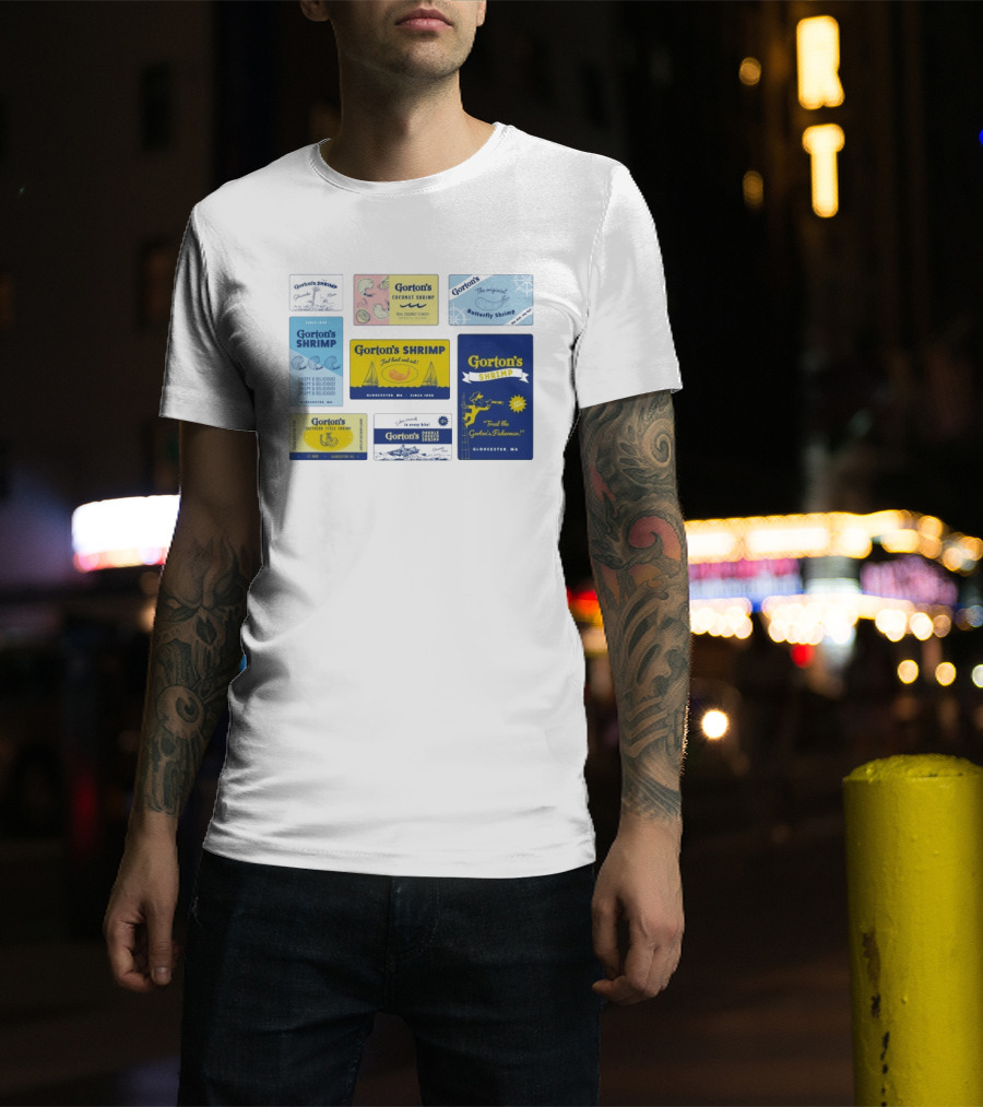 Gorton's Seafood Shrimp Box Collection Gloucester MA Vintage Packaging T-Shirt