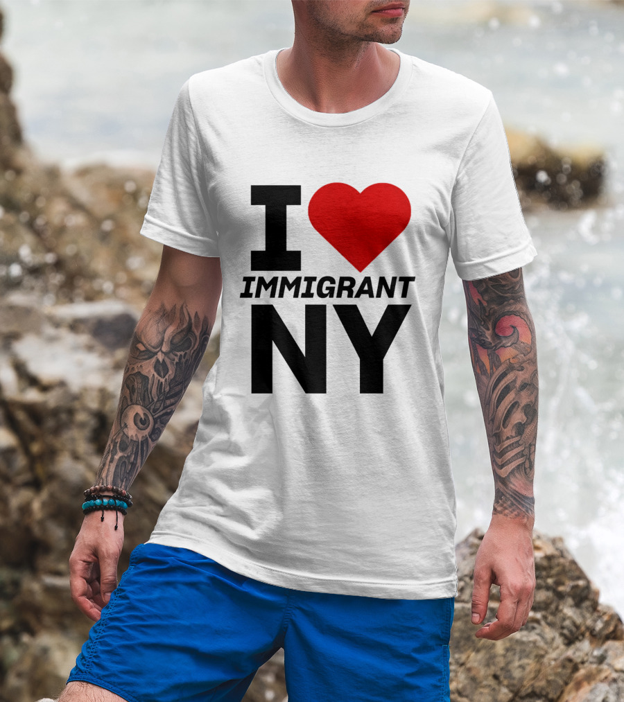 I Love Immigrant NY Heart Icon New York T-Shirt