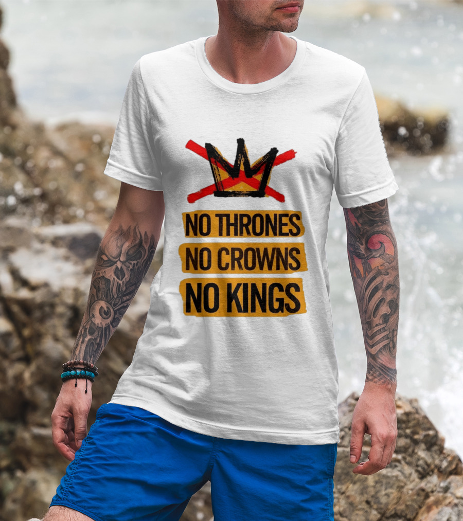 No Thrones No Crowns No Kings Crown Symbol Crossed Out In Red T-Shirt