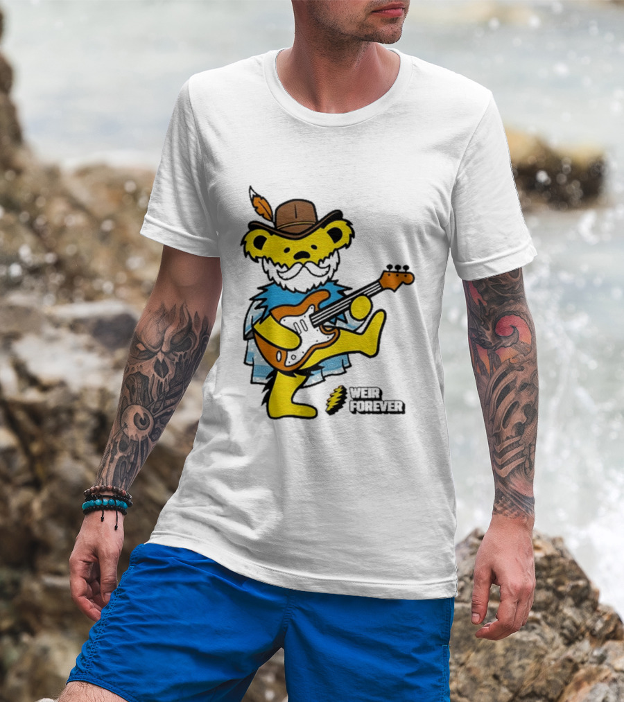 Weir Forever Blue Bear Playing Guitar T-Shirt