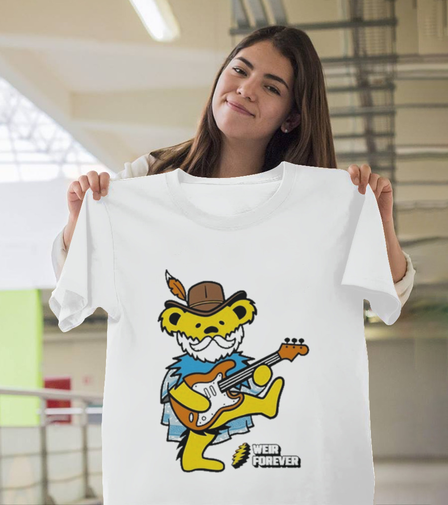Weir Forever Blue Bear Playing Guitar T-Shirt