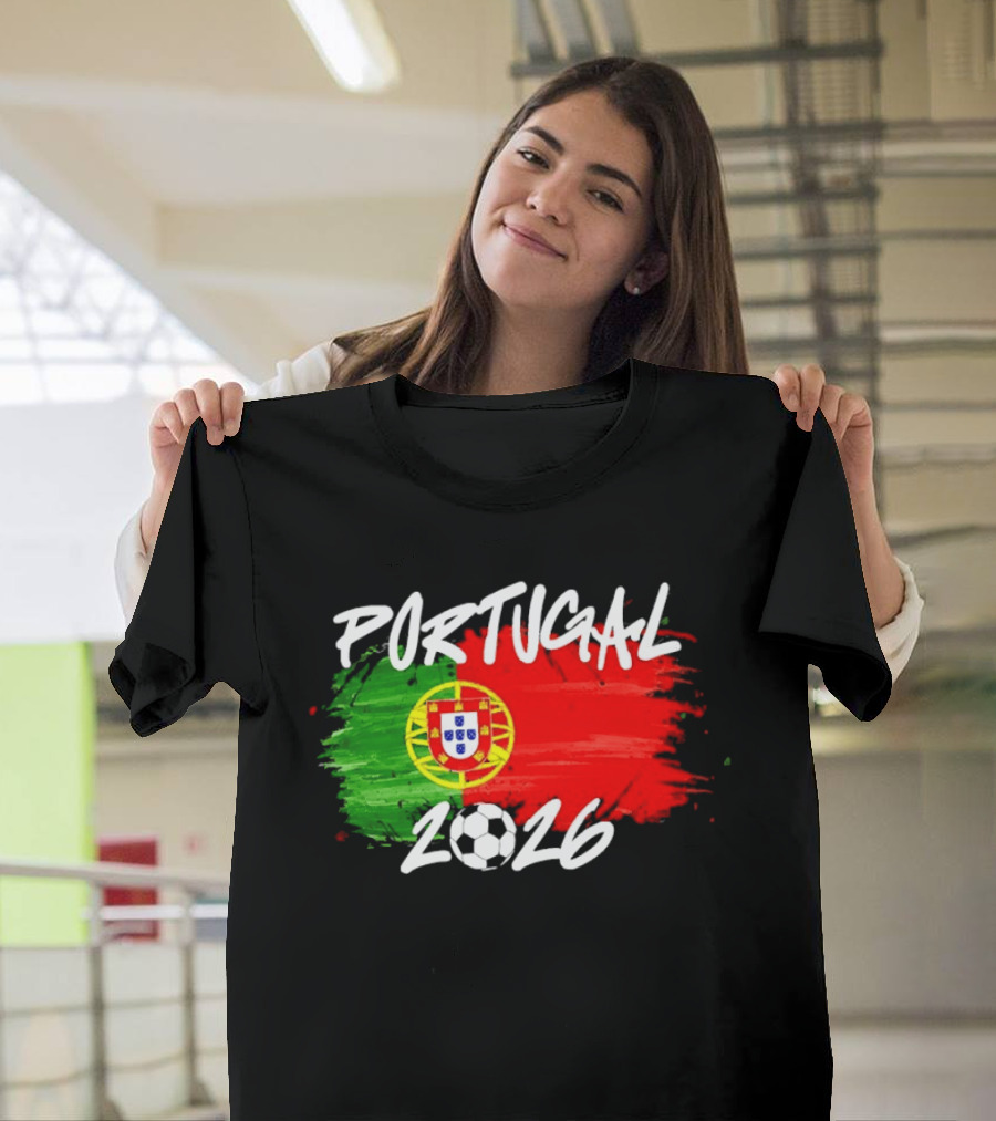 Portugal 2026 Flag With Soccer Ball Paintbrush T-Shirt